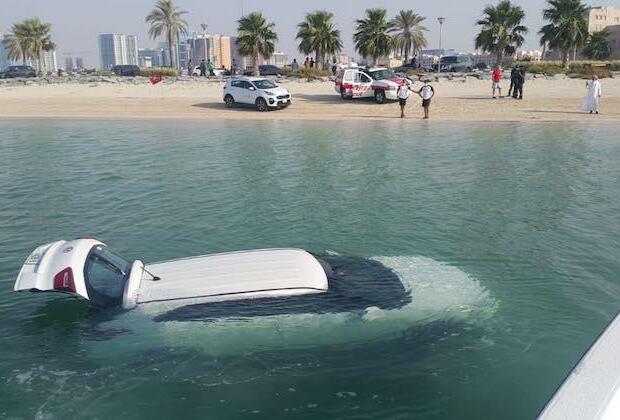 Dubai Police divers rescue car mistakenly driven into ocean