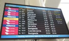 Perth Airport flight board.