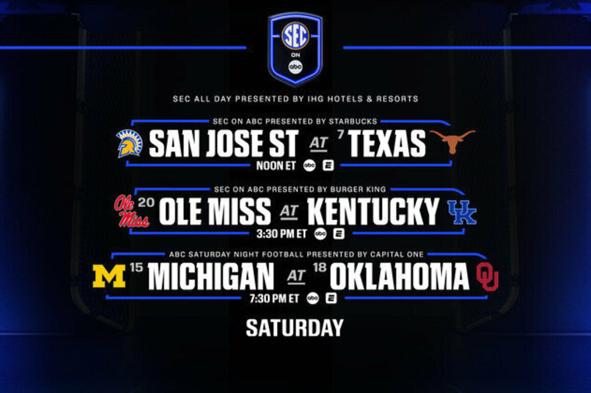 ESPN Networks Feature 18 of AP Top 25 in Week 2; No. 15 Michigan at No. 18 Oklahoma Highlights Stacked Slate