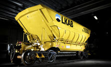  The Gold Wagon, number 1 000 of approximately 1 200 wagons transporting pellets at LKAB.  Photo: Fredric Alm.