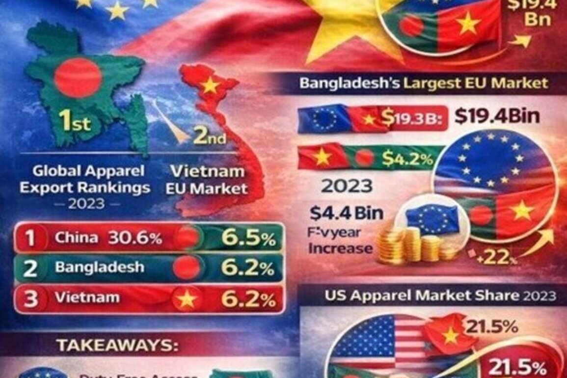 Bangladesh's Garment Export Lead Faces Pressure as Vietnam Gains Ground