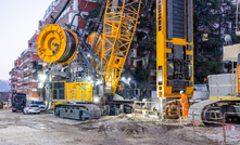 SAOS is using a Liebherr HS 8130.1 with an LSC 8-18 cutter and HS 855 HD with hydraulic grab to build a slurry wall at the “Parco San Paolo” underground station. Credit: Liebherr