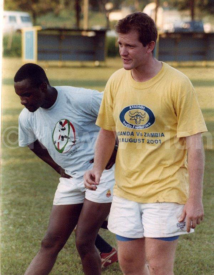 2002 ational ugby team tacticians ayiro asasa left and  ike egwin during the teams training at yadondo lub 