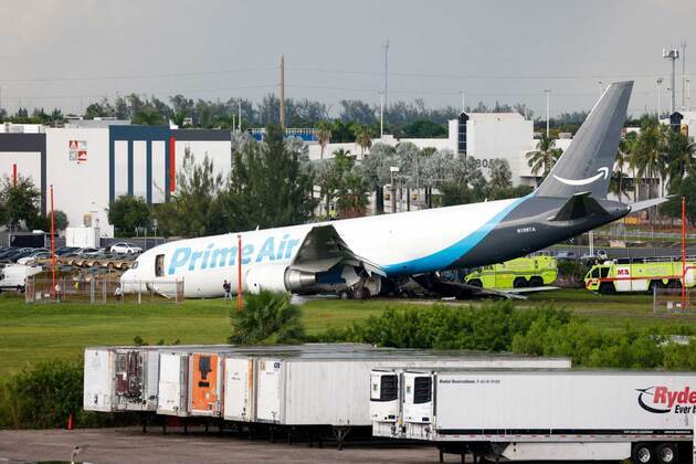 US: 5 dead, 5 injured after Amazon cargo aircraft overruns runway in Miami, striking multiple vehicles