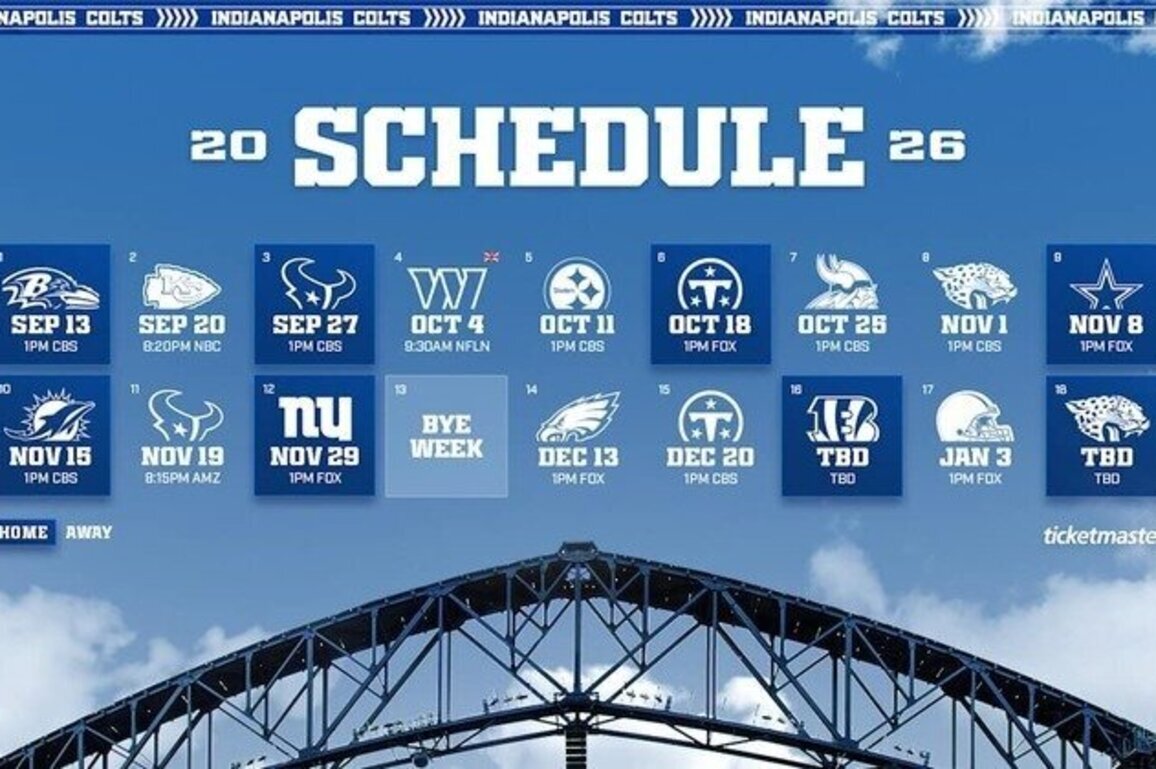 Colts release 2026 regular season schedule
