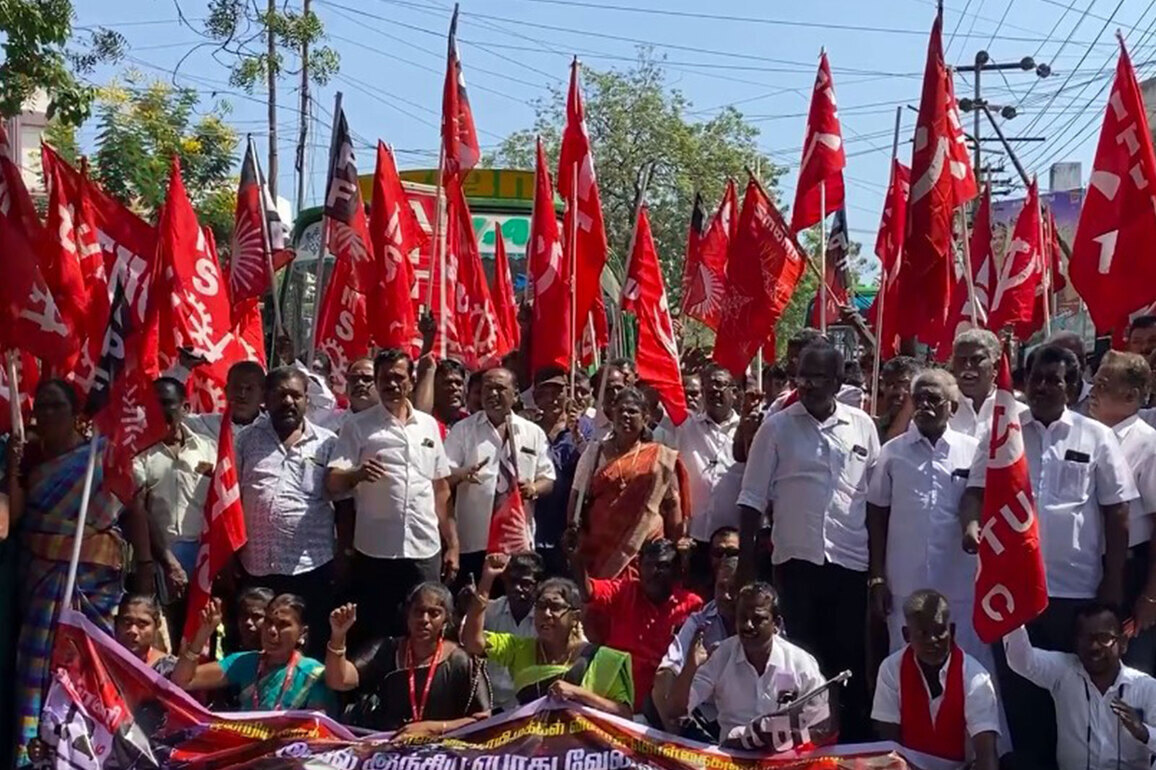 Trade unions stage protest in Chennai; CITU State president condemns labour codes
