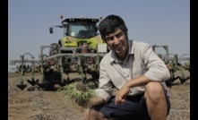  UWA’s agricultural engineer, Dr Andrew Guzzomi, with the mechanical weed chipper. Image courtesy UWA.