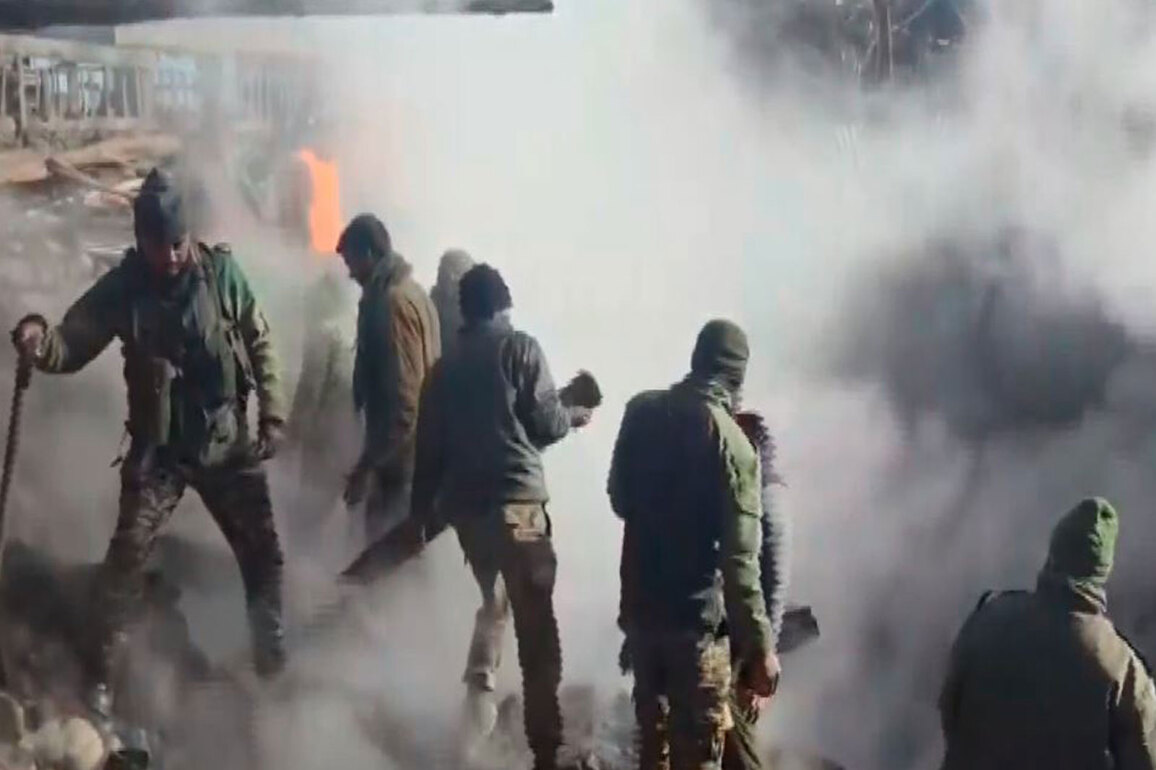J-K: Army, SDRF continue to extinguish fire in Dachhan's Thachna village