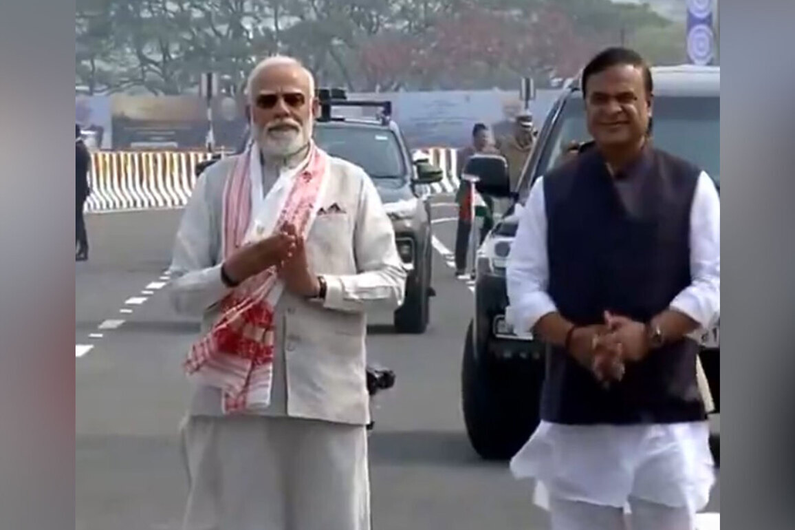 PM Modi inaugurates Kumar Bhaskar Varma Setu across Brahmaputra River in Guwahati