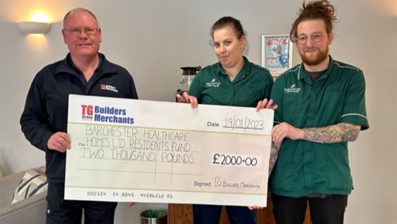 TG Builders Merchants raises £2,000 for local care home