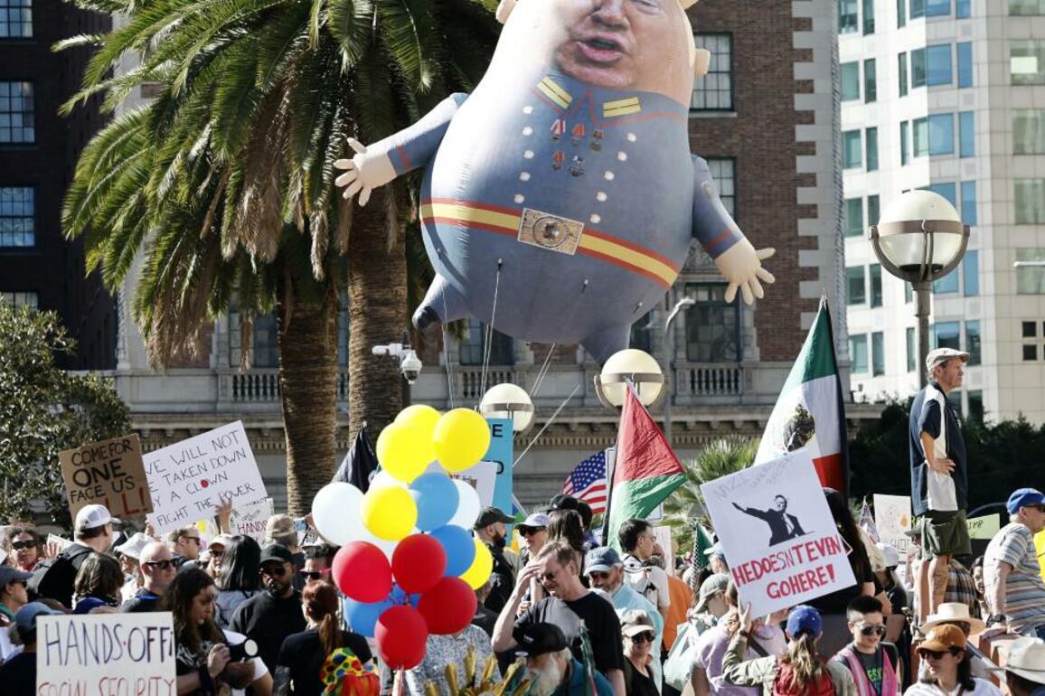 Anti-Trump, Musk protests draw big crowds in L.A. and around the nation