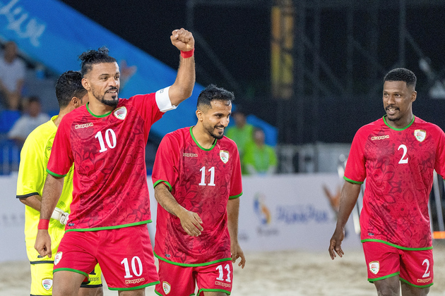 (SP)CHINA-HAINAN-SANYA-ASIAN BEACH GAMES-BEACH SOCCER-MEN'S PRELIMINARY ROUND-OMAN VS PALESTINE(CN)