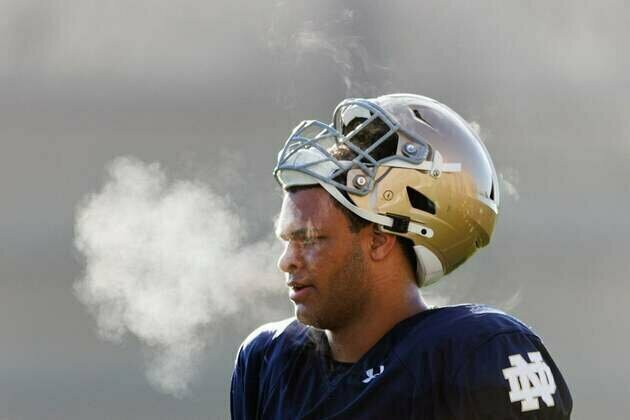 Notre Dame OL Charles Jagusah breaks arm in UTV accident