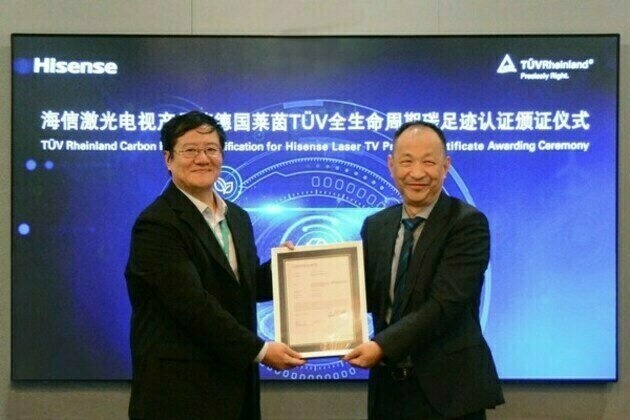 TV Rheinland Awards Product Carbon Footprint Certification to the Hisense Laser TV