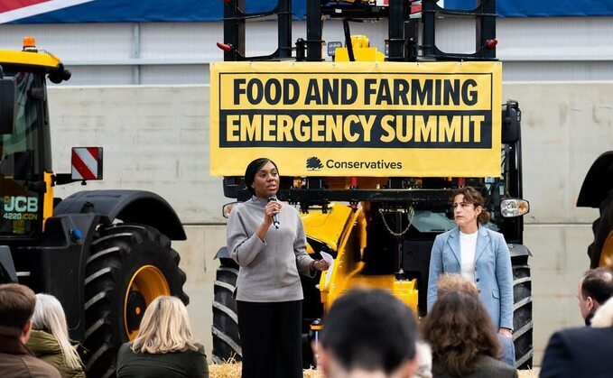 Kemi Badenoch said: "We are approaching an emergency the way things are going. We need to make sure we can grow more of our own food. [But] I am worried that is not going to happen because loads of people are deciding to leave farming. There has been a record number of farm closures in the last 12 months, and it is because every day it is one problem after another."