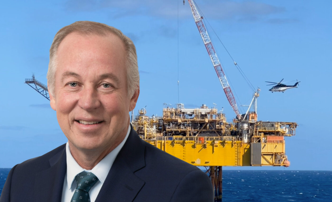 Beach Energy set for Otway campaign. Pictured: Beach boss Brett Woods in front of the Thylacine Platform.