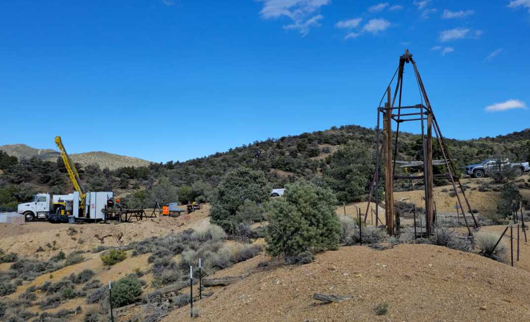 Drilling has begun near the Buster headframe at Mammoth Minerals’ Excelsior gold-silver project in Nevada