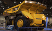 The unmanned haulage vehicle at the launch by Komatsu in Las Vegas.