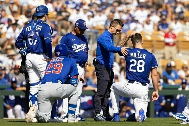 Dodgers RHP Bobby Miller beaned by liner, put in protocol