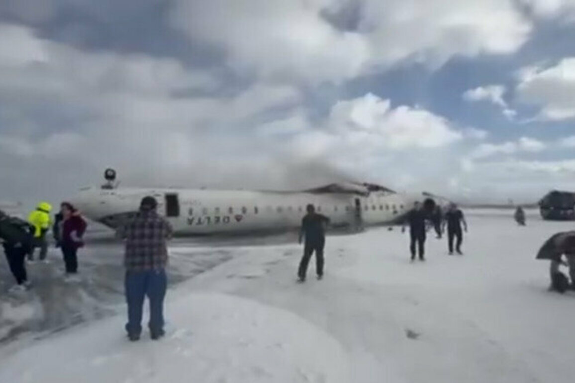 Plane flips on landing at Toronto airport 