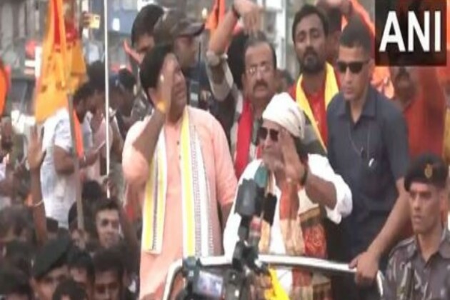 WB: BJP's Sukanta Majumdar, Mithun Chakraborty attend Ram Navami Shobha Yatra in Barasat