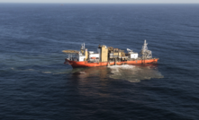 A floating production storage vessel used for seabed mining operated by De Beers offshore Africa to mine diamonds.