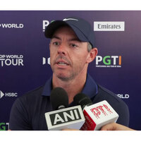 Sachin Tendulkar meets Rory McIlroy during DP World India Championship