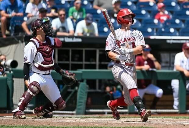 Oklahoma tops No. 5 Texas AM to kick off CWS