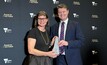 Elizabeth Lewis-Gray being presented with the award by Victoria minister for industry and innovation Ben Carroll