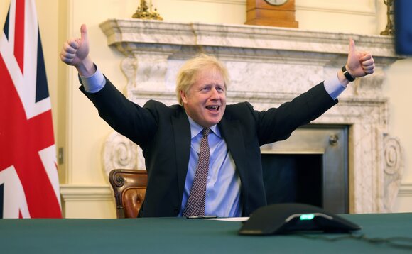 Boris Johnson marked the trade agreement by publishing the above photo to the Number 10 Twitter account | Credit: Downing Street