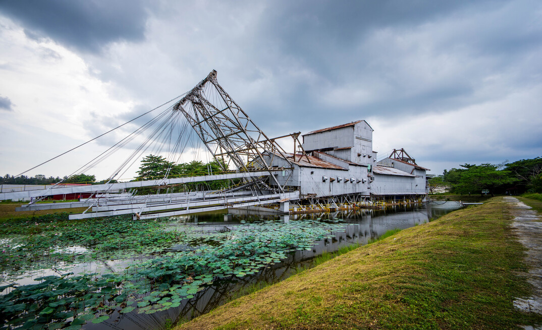 An old and abandoned tin mining ship in Batu Gajah Perak Malaysia.