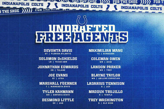 Colts sign 14 undrafted free agents