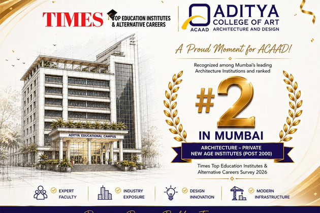 Aditya College of Architecture and Design Ranked #2 in Mumbai in Times Top Education Institutes & Alternative Careers Survey 2026