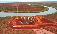 A seawater pond under construction at BCI's Mardie project