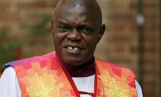 Archbishop Sentamu puts collar back on after Mugabe's fall Archbishop Sentamu puts collar back on after Mugabe's fall