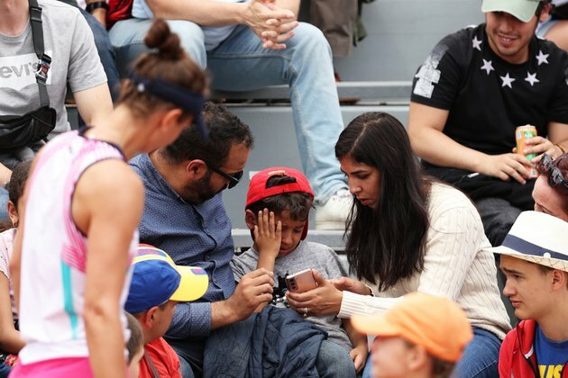 Tennis player makes child cry with racket throw tantrum