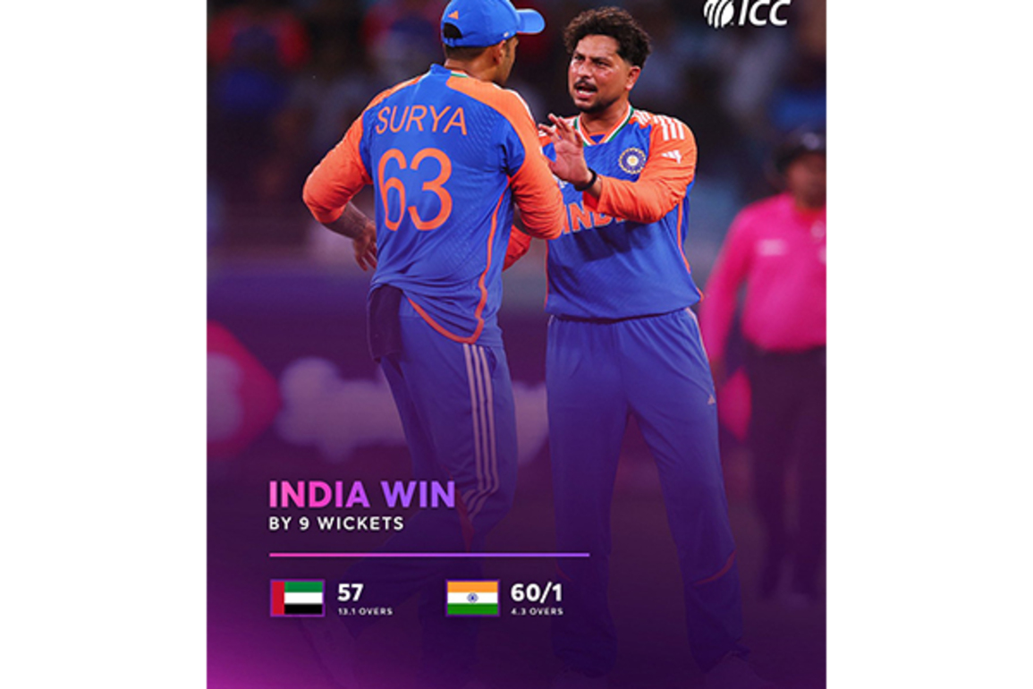 Asia Cup: T20 world champions India secure muscle-flexing nine-wicket win over UAE; Kuldeep shines with four-fer