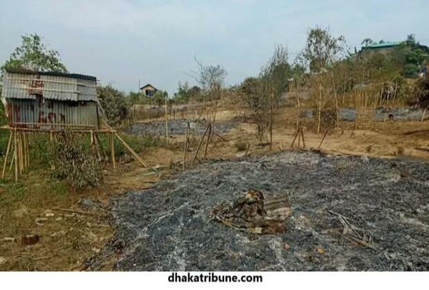 Land dispute ignites: Flames ravage makeshift village in Lama Upazila