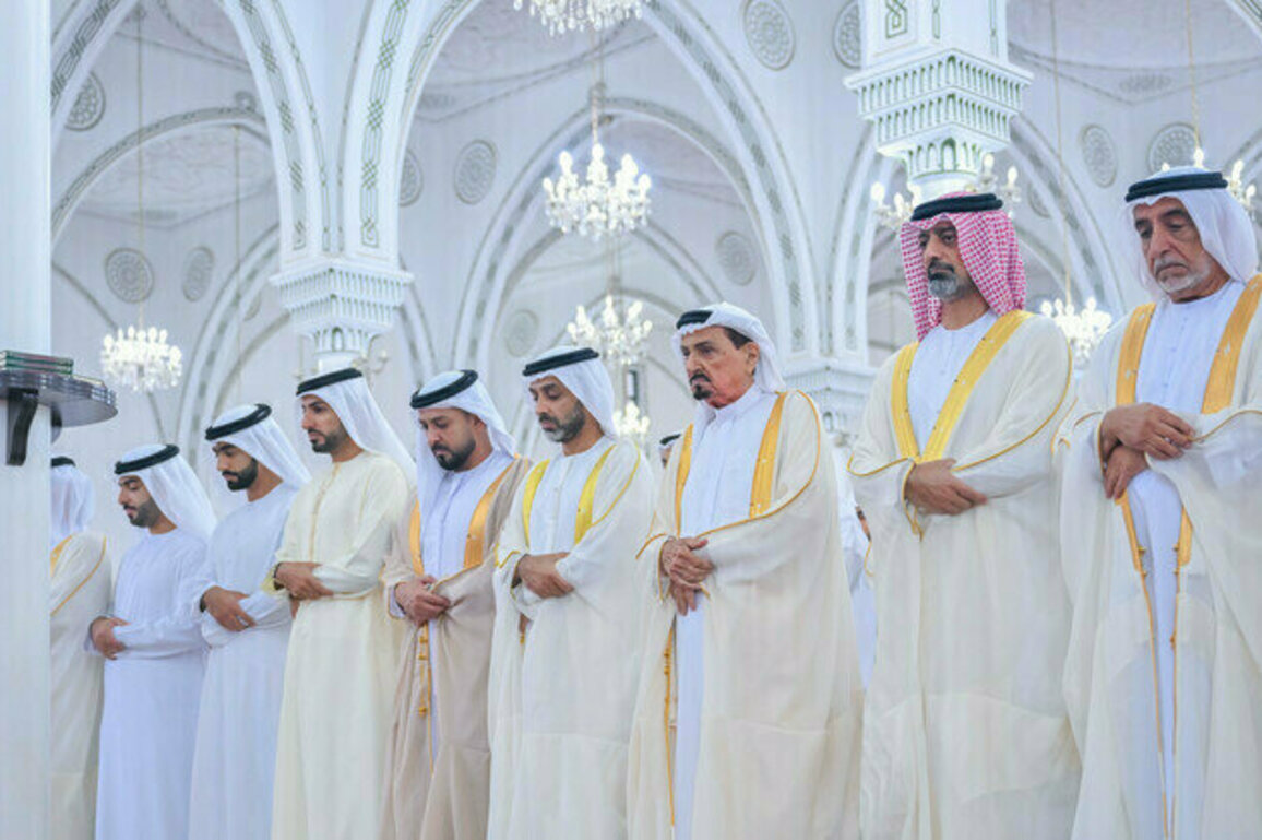 Ajman Ruler performs Eid Al-Adha prayer at Rashid bin Humaid Mosque
