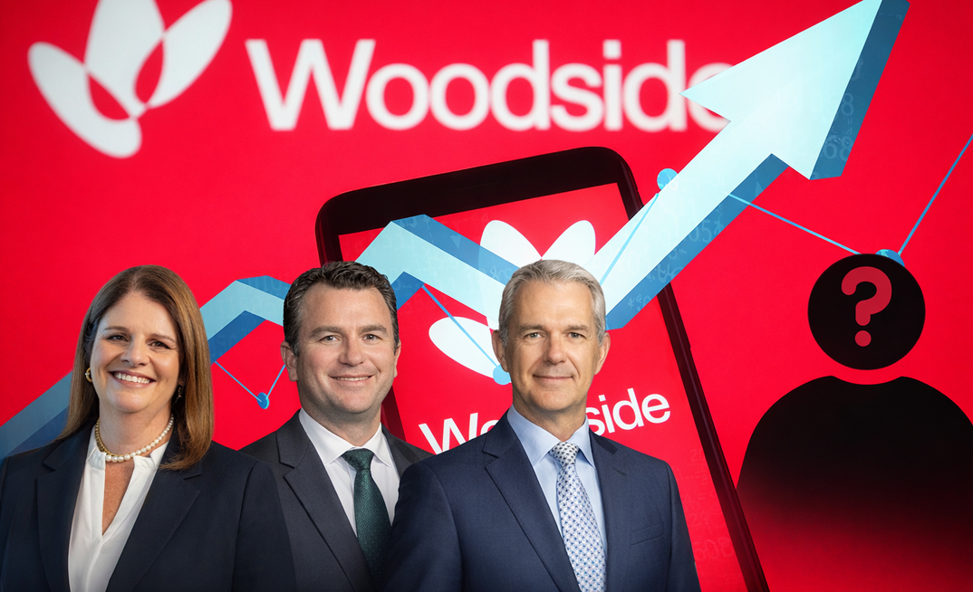 Woodside posts record quarter as CEO succession speculation intensifies. Pictured: acting CEO Liz Westcott, COO Mark Abbotsford and CFO Graham Tiver.