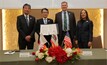  (Pictured left to right) Shiro Kondo, Muneo Sato, Rod Colwell, and California Lieutenant Governor Eleni Kounalakis at the signing of the MoU between CTR and Fuji Electric