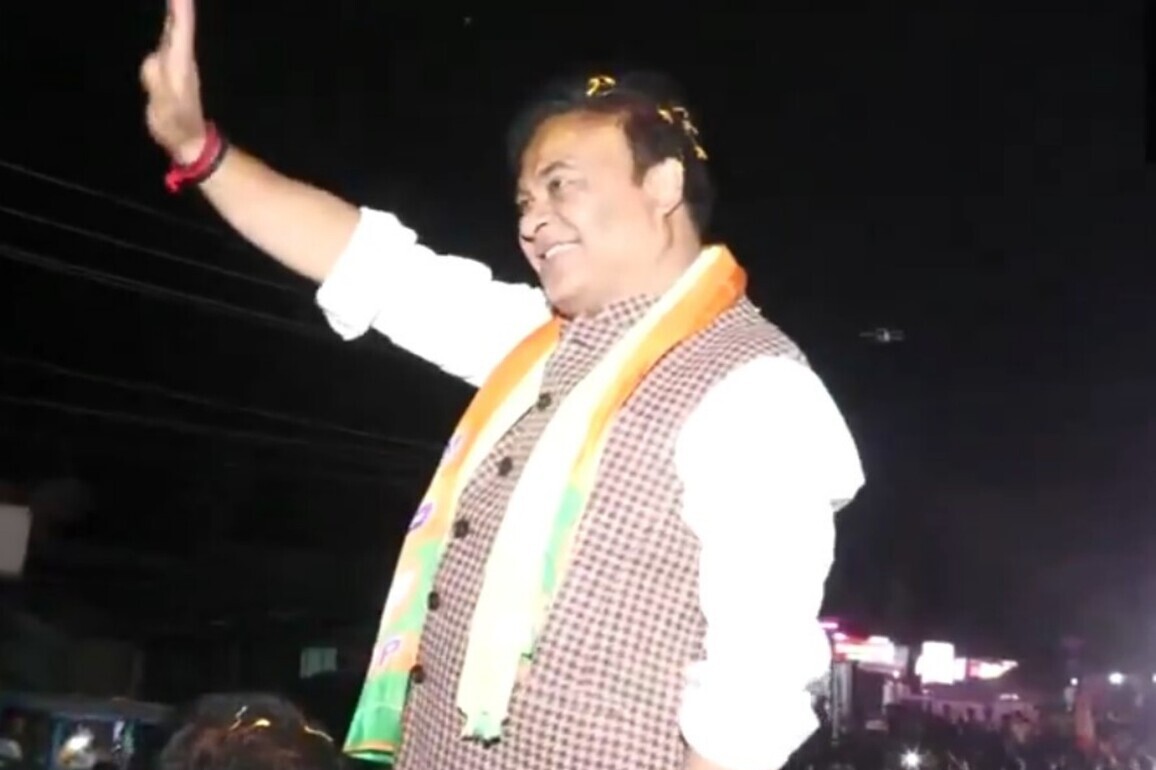 Assam CM Himanta Biswa Sarma conducts campaign rally in Lakhimpur ahead of polls