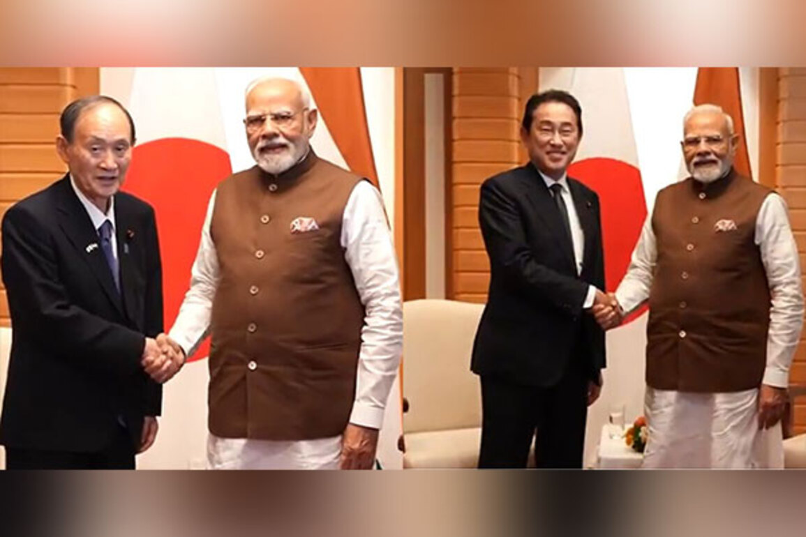 PM Modi meets former Japanese PMs Yoshihide Suga and Fumio Kishida
