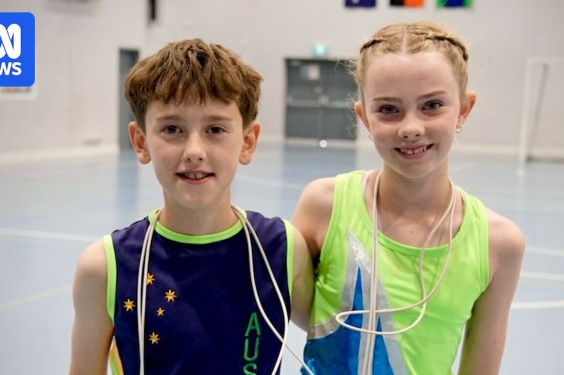 Canberra 12yos Heath and Ella are preparing to skip rope for Australia
