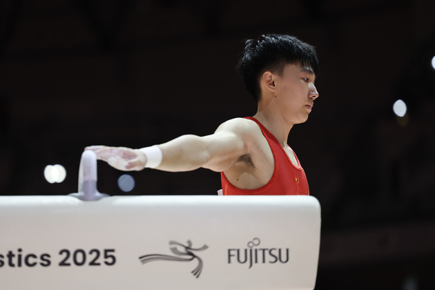 (SP)INDONESIA-JAKARTA-GYMNASTICS-WORLD CHAMPIONSHIPS-MEN'S POMMEL HORSE