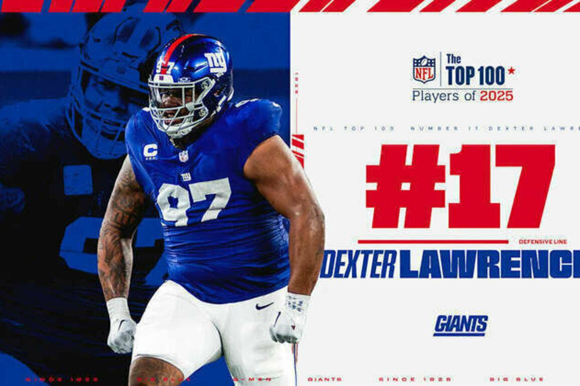 Dexter Lawrence highest-ranked Giants defender ever in 'Top 100'