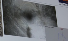 A camera survey image from the raise bore program.