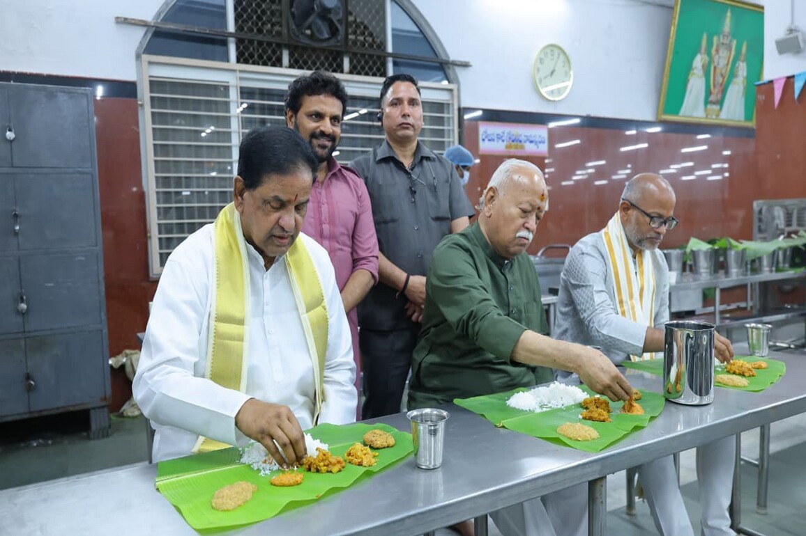 RSS chief Mohan Bhagwat joins devotees for Srivari Annaprasadam at Tirumala