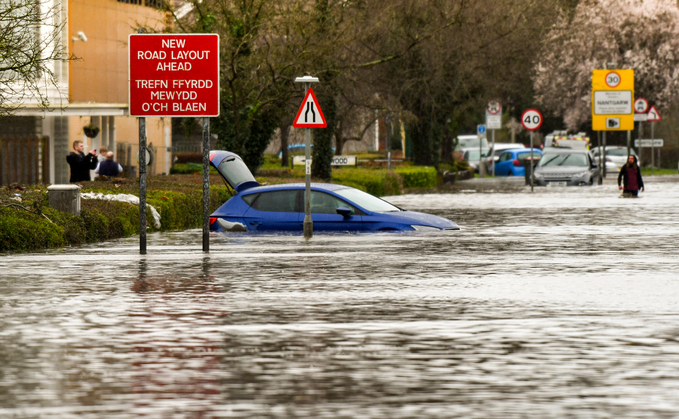 Flood water in the village of Nantgarw, near Cardiff in February 2020 | Credit: iStock