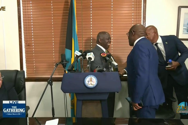 PRIME MINISTER DAVIS AND CABINET PRESSER ON GRAND BAHAMA